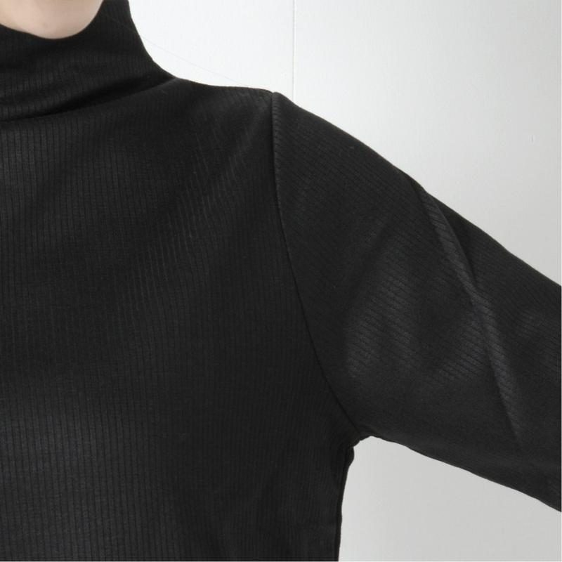 静電気抑制テープ付裏起毛リブボトルネックＴシャツ（ページワン/PAGE ONE）