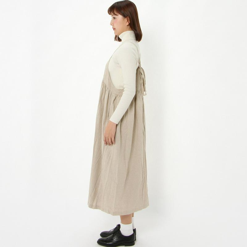 【３／２５（水）で販売終了】リネンレーヨン素材のギャザージャンスカワンピース