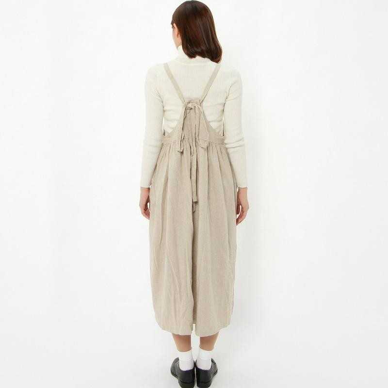 【３／２５（水）で販売終了】リネンレーヨン素材のギャザージャンスカワンピース