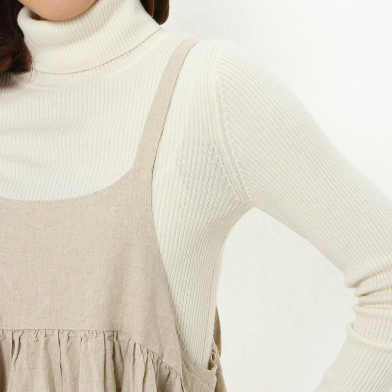 【３／２５（水）で販売終了】リネンレーヨン素材のギャザージャンスカワンピース