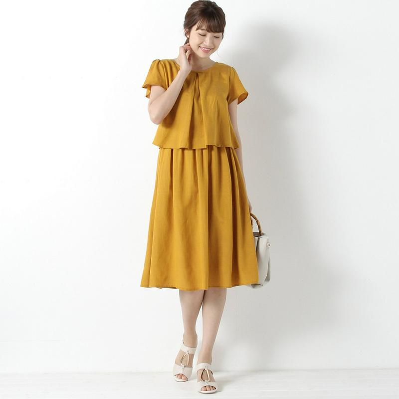 【３／２５（水）で販売終了】レーヨン麻重ね着風ワンピー【９ＡＲ～１９ＡＢＲ】