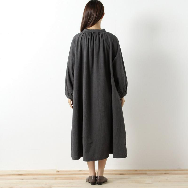 リネンライクコットンギャザーワンピース