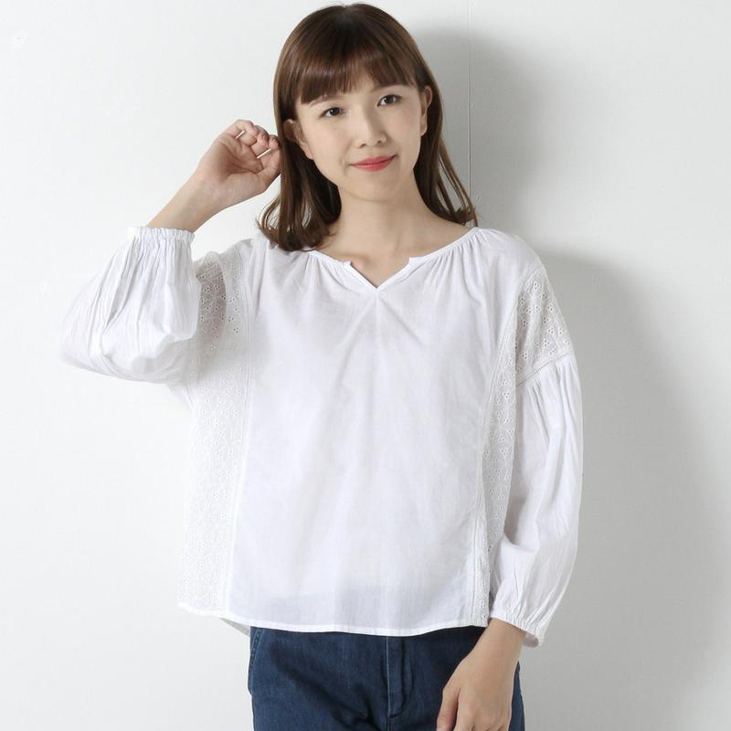 【３／２５（水）で販売終了】刺繍切替ブラウス【Ｍ～４Ｌ】
