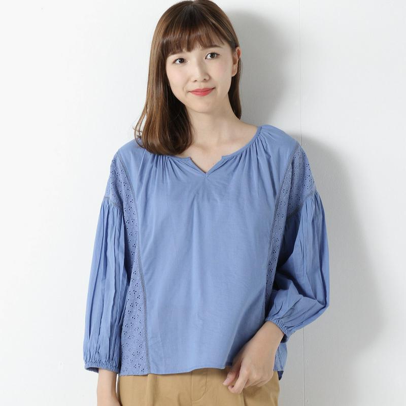 【３／２５（水）で販売終了】刺繍切替ブラウス【Ｍ～４Ｌ】