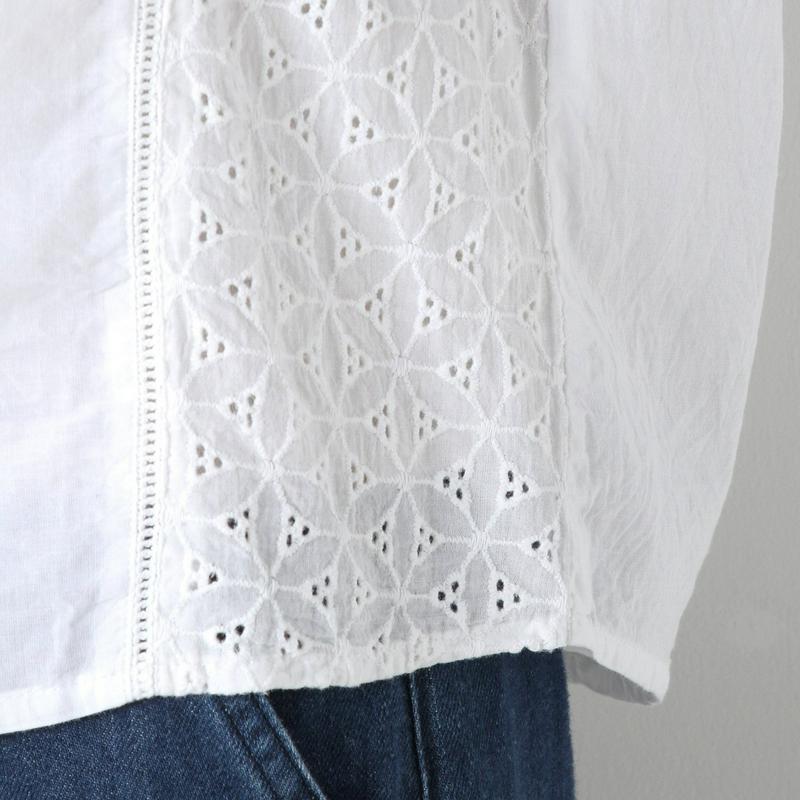 【３／２５（水）で販売終了】刺繍切替ブラウス【Ｍ～４Ｌ】