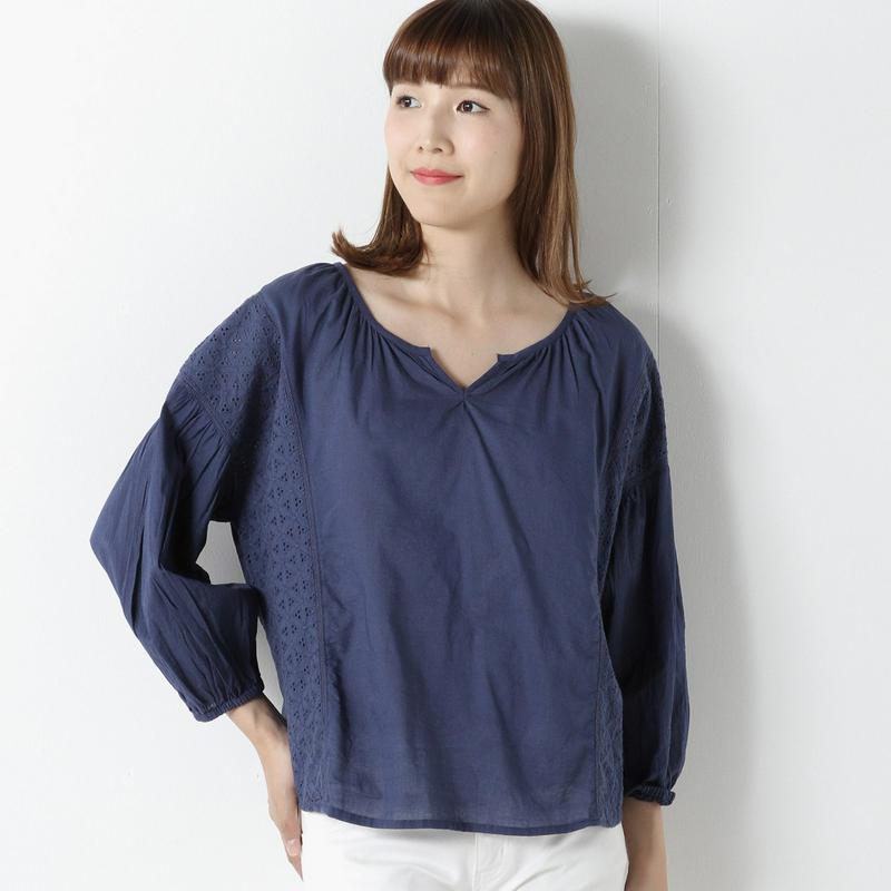【３／２５（水）で販売終了】刺繍切替ブラウス【Ｍ～４Ｌ】