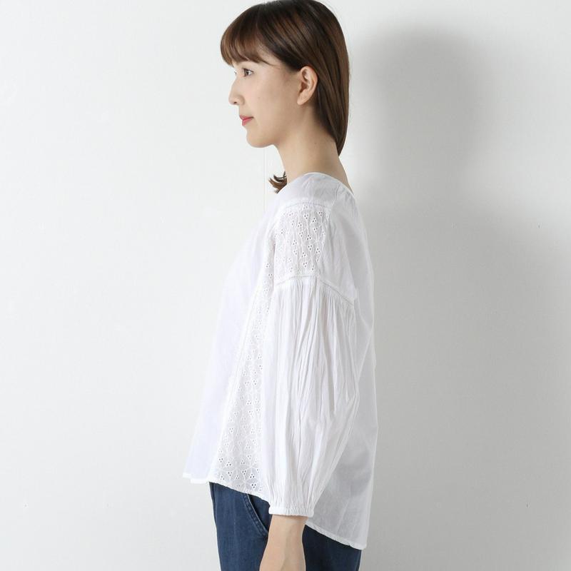 【３／２５（水）で販売終了】刺繍切替ブラウス【Ｍ～４Ｌ】