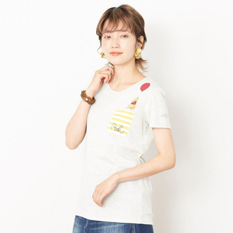 くまのプーさん半袖ポケット付プリントチュニック