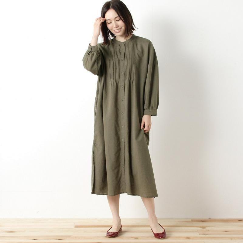 綿麻ピンタックワンピース