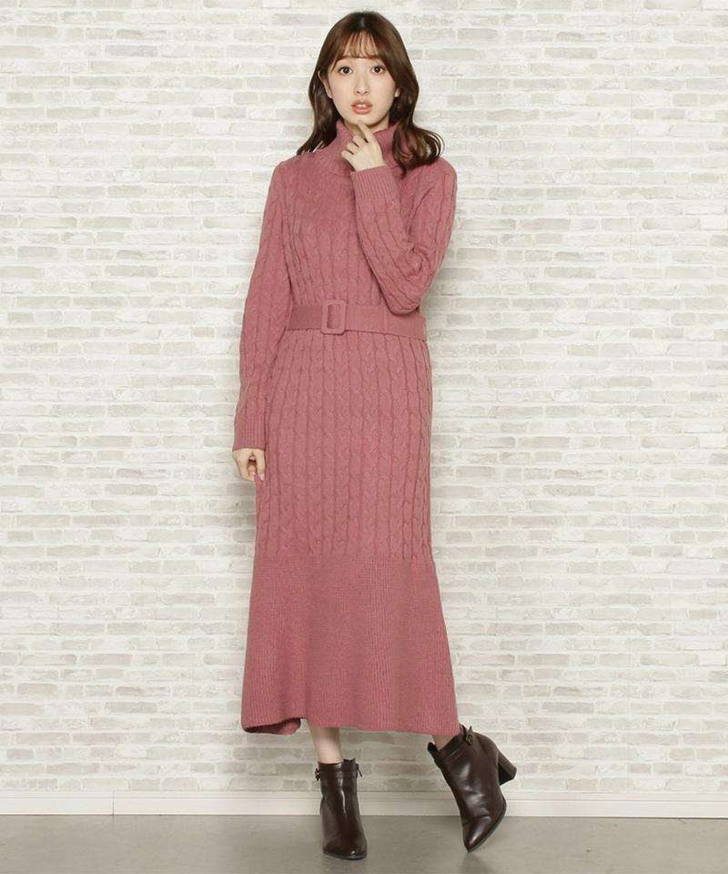 ケーブルベルテッドワンピース