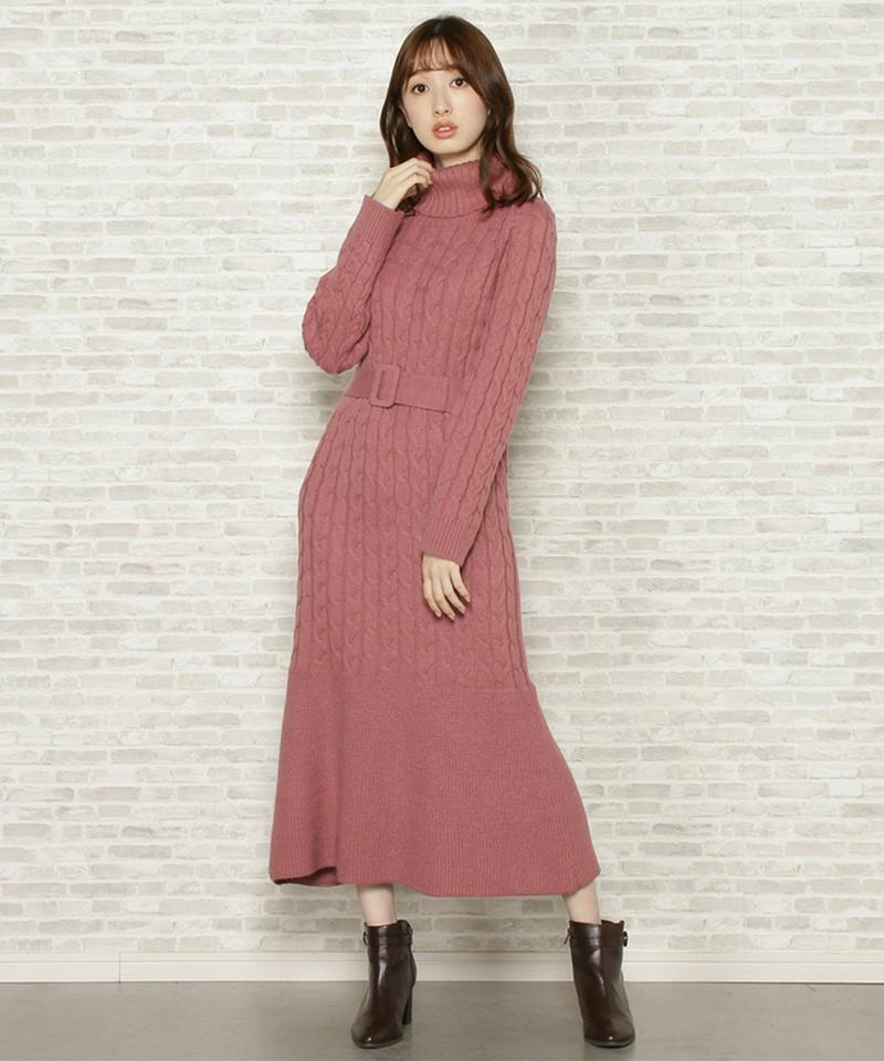 ケーブルベルテッドワンピース
