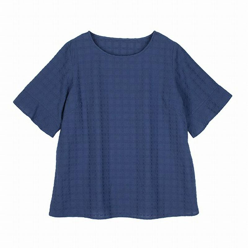 綿１００％格子刺繍ブラウス【ＬＬ～５Ｌ】（エムビー/MB）