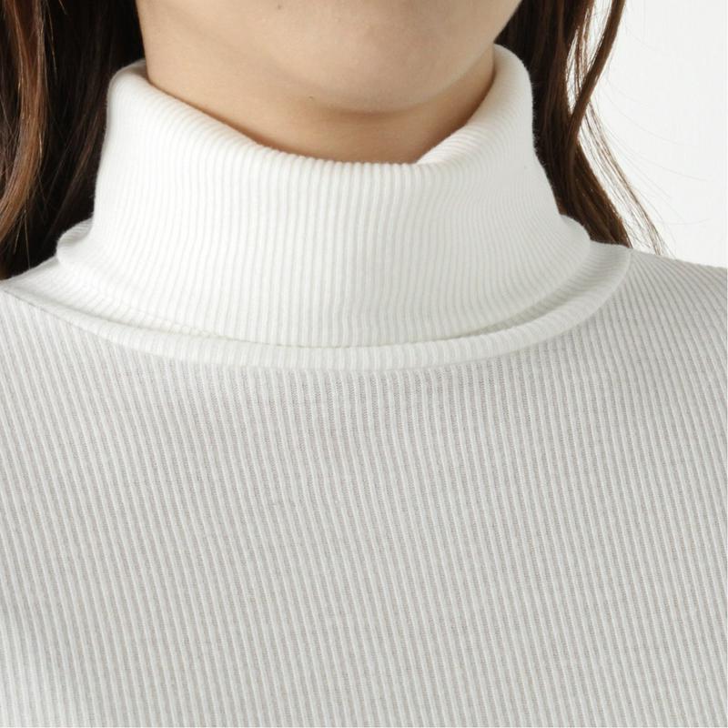 程よいフィット感のリブタートルカットソー