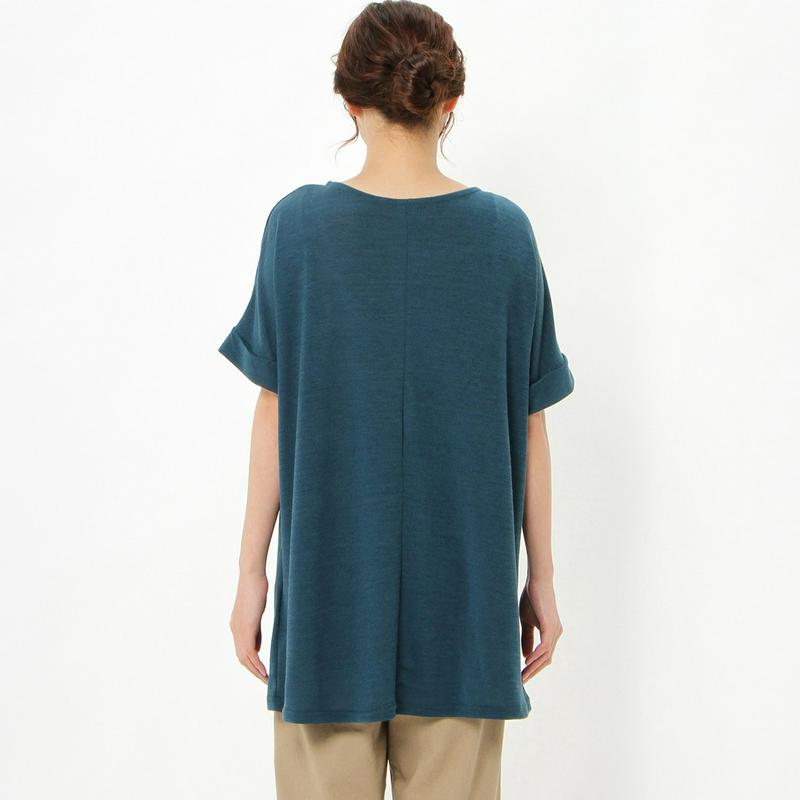 【大人気シリーズ】Ｖネックタック使い半袖チュニック【Ｍ～３Ｌ】
