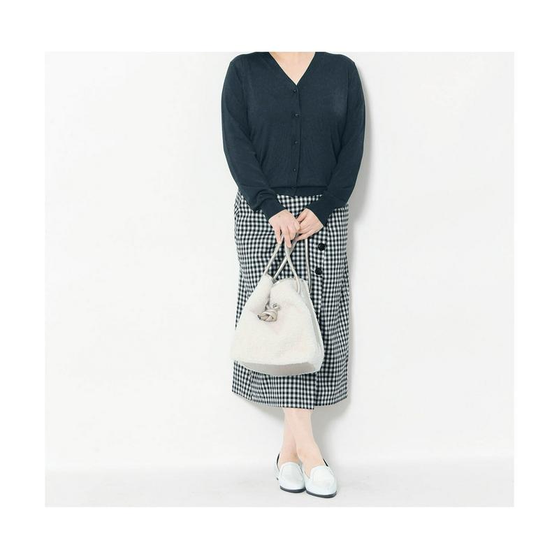 【ＳＴＹＬＥ　ＳＮＡＰコラボチラシ掲載】ギンガムチェック柄ラップ風ボタン使いスカート