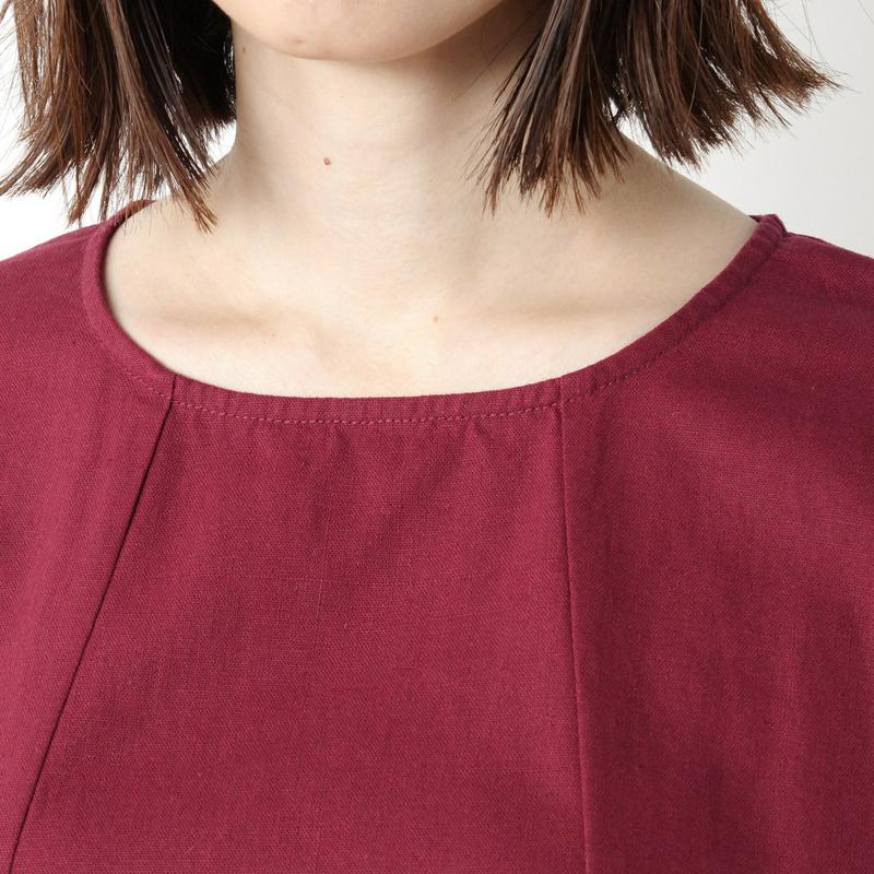 コットンリネン素材のオックスワンピース