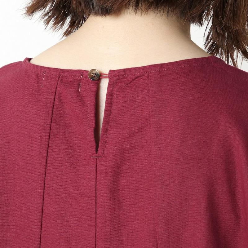コットンリネン素材のオックスワンピース
