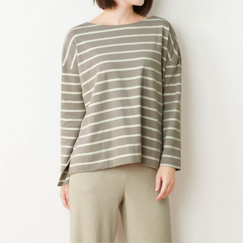 綿混ストレッチドロップショルダーカットソー