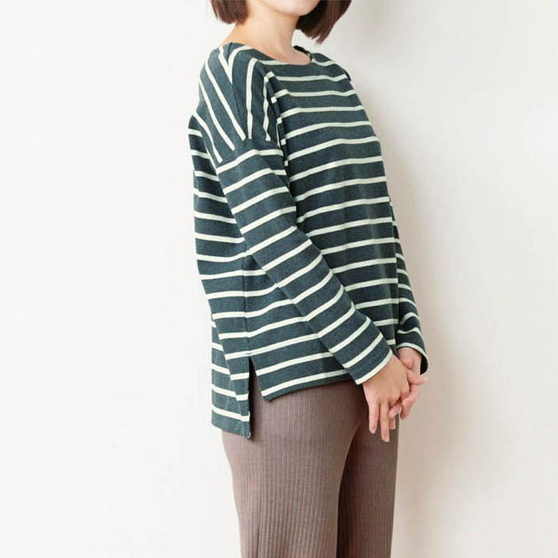 綿混ストレッチドロップショルダーカットソー