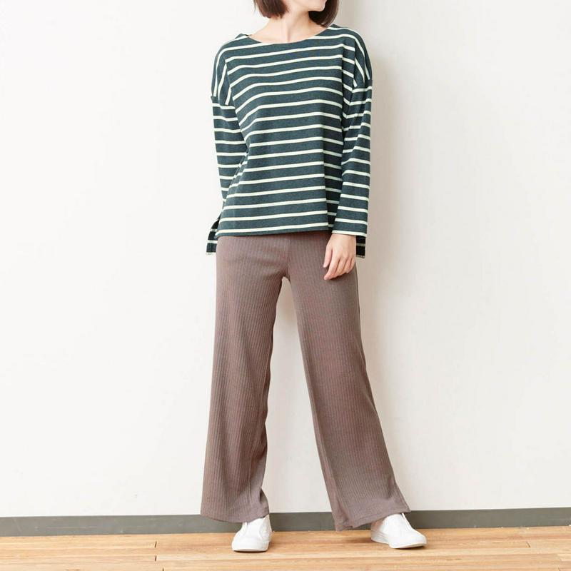 綿混ストレッチドロップショルダーカットソー