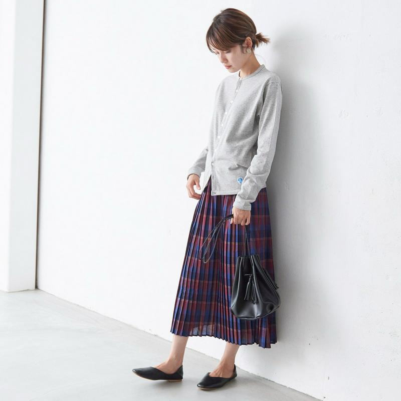 チェック柄プリーツロングスカート