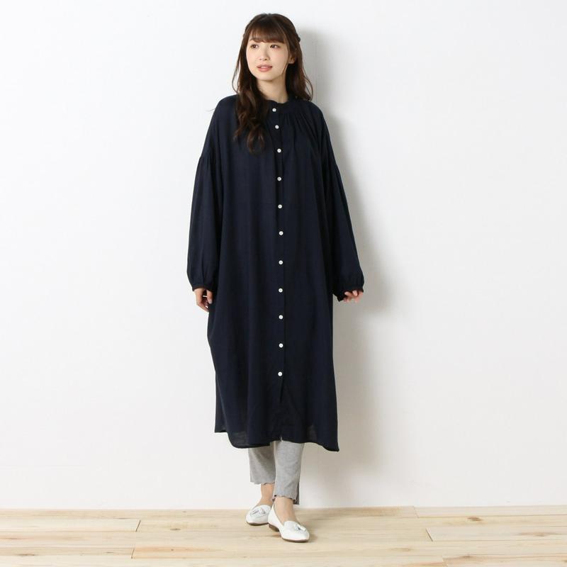 リネンレーヨン混素材のスタンドフリルのゆったりワンピース（ディージーワイ/D*g*y）