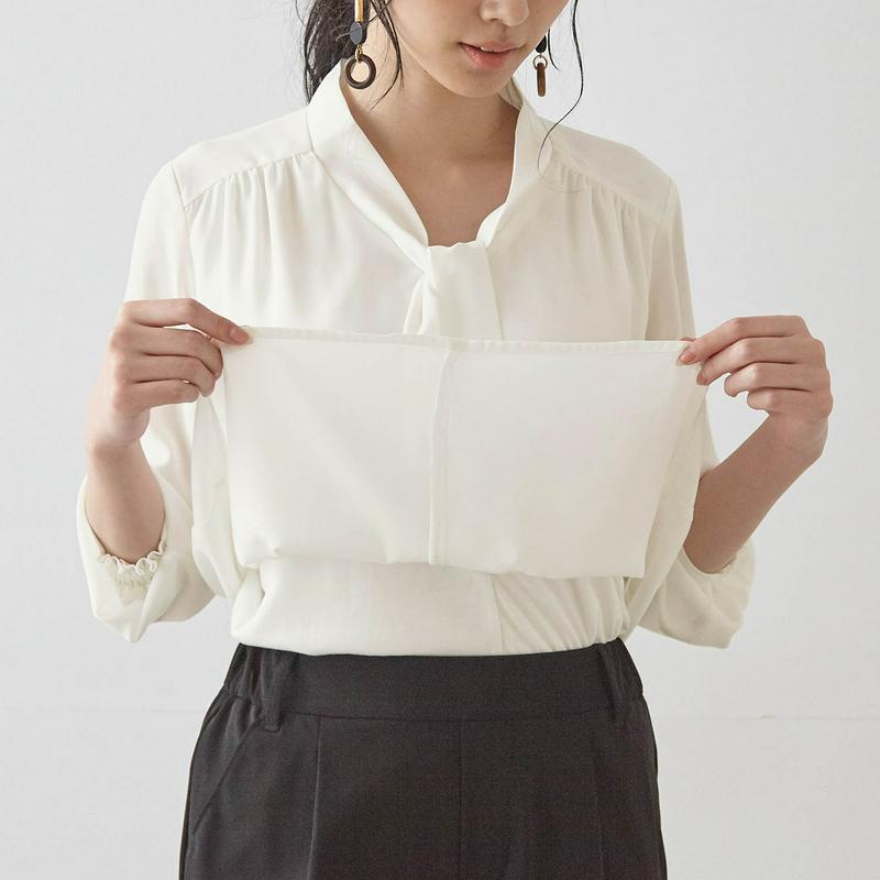 裏カットソー付きボウタイブラウス【Ｓ～３Ｌ】