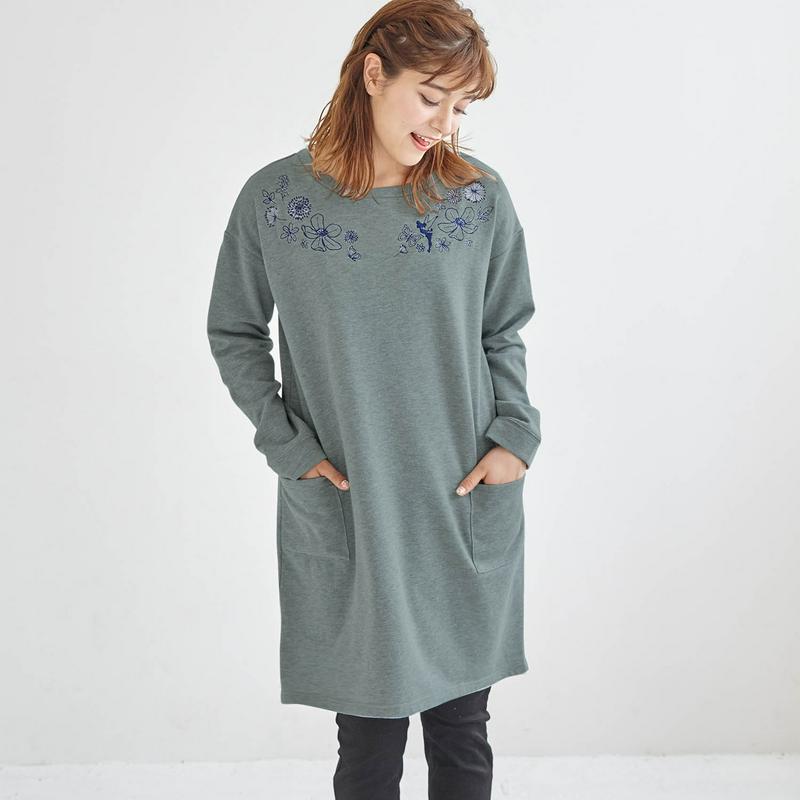 刺繍ミニ裏毛チュニック「ピーター・パン／ティンカー・ベル」