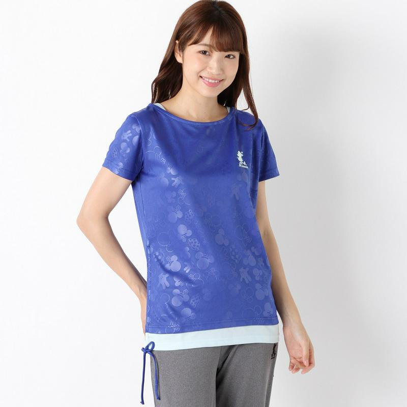 ミニーシャーリングエンボス切替フェイクレイヤードＴシャツ【Ｍ～３Ｌ】