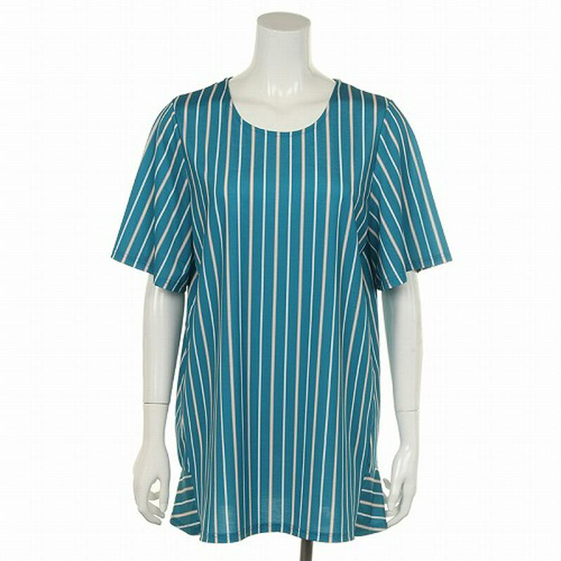 【１０％ＯＦＦクーポン対象】マルチストライプチュニックカットソー【ＬＬ～５Ｌ】