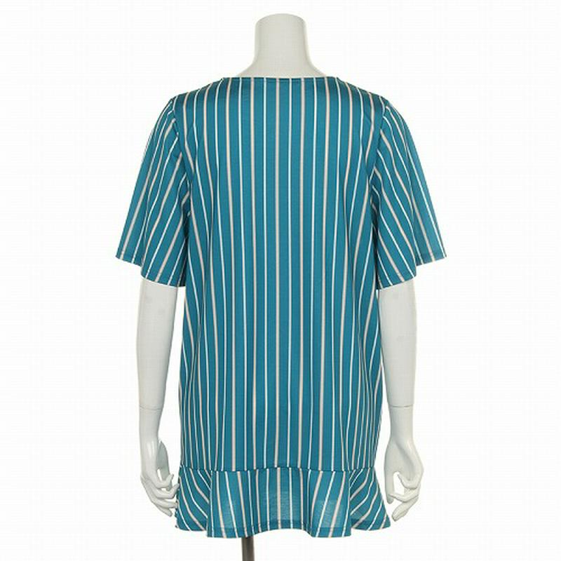 【１０％ＯＦＦクーポン対象】マルチストライプチュニックカットソー【ＬＬ～５Ｌ】