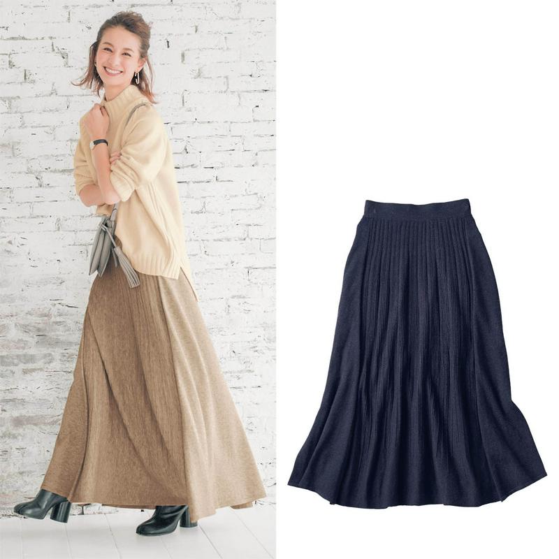 【ＳＴＹＬＥ　ＳＮＡＰ掲載】セットアップ可能なロングニットスカート