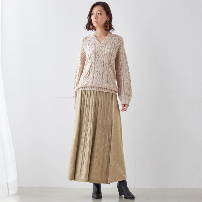 【ＳＴＹＬＥ　ＳＮＡＰ掲載】セットアップ可能なロングニットスカート