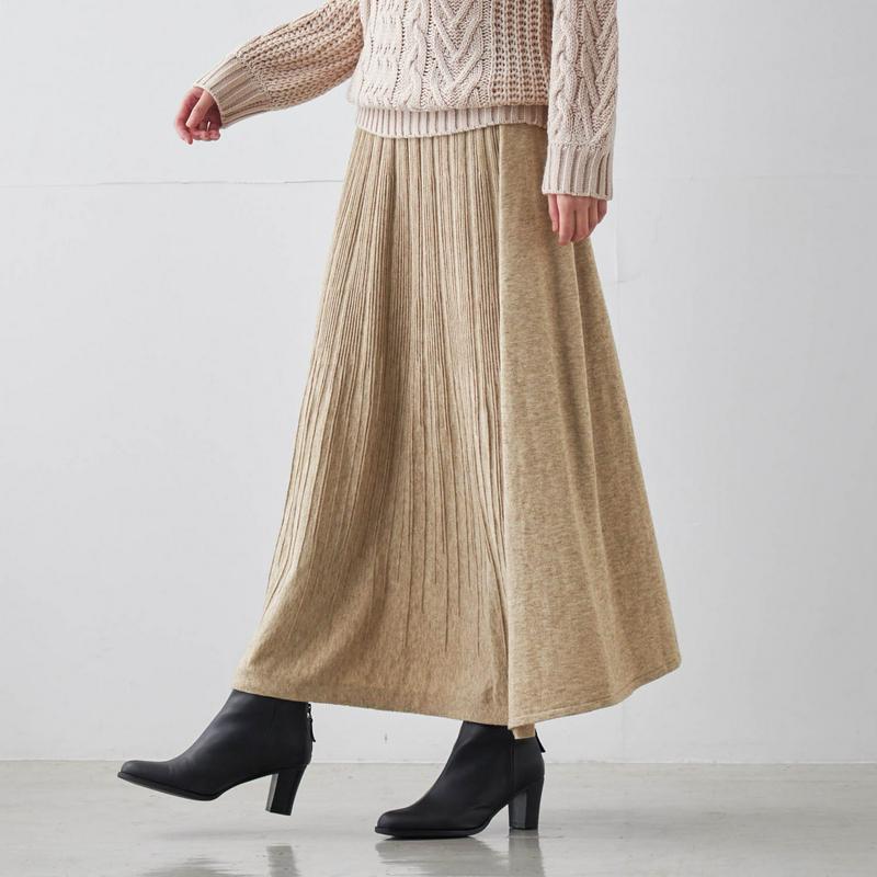 【ＳＴＹＬＥ　ＳＮＡＰ掲載】セットアップ可能なロングニットスカート