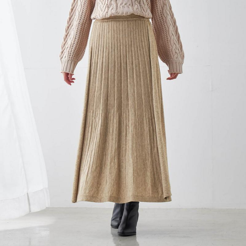 【ＳＴＹＬＥ　ＳＮＡＰ掲載】セットアップ可能なロングニットスカート