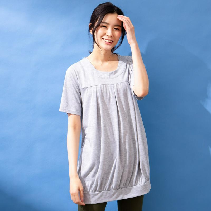 【大人気シリーズ】ロング丈胸タックチュニック【Ｍ～３Ｌ】