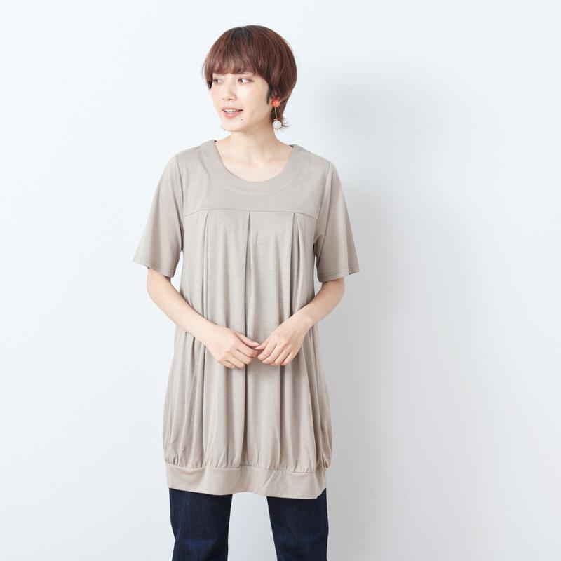 【大人気シリーズ】ロング丈胸タックチュニック【Ｍ～３Ｌ】