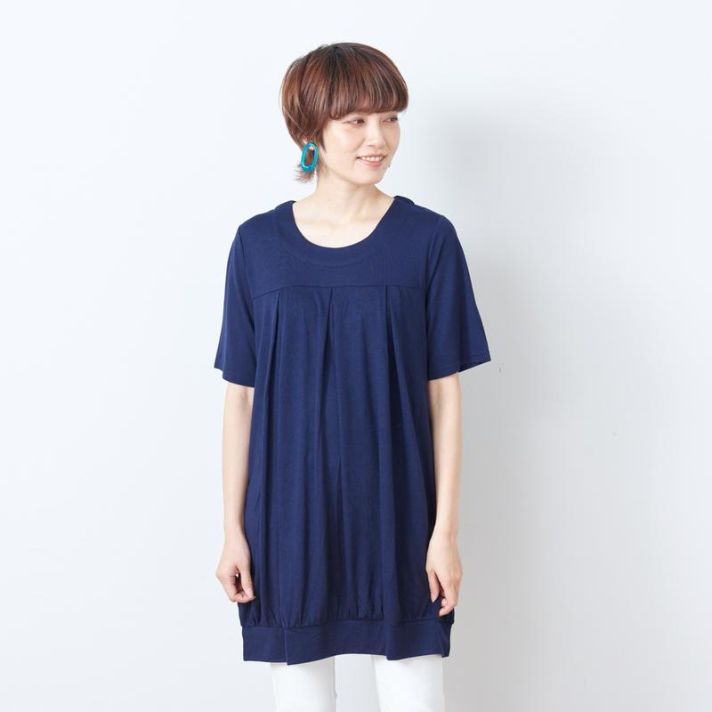 【大人気シリーズ】ロング丈胸タックチュニック【Ｍ～３Ｌ】