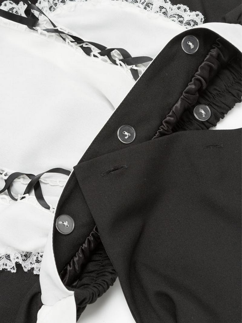 【OUTLET19AW】【1000円以下】[ゴシックメイドエプロン風ジャンスカ-ト フリル&レースアップ 2WAY 原宿系 ]