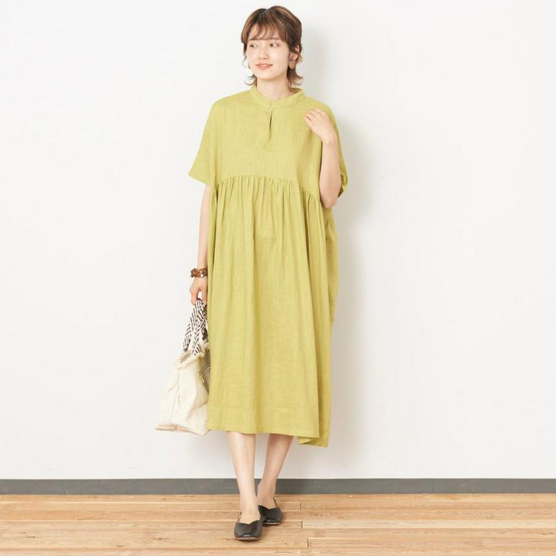 【３／２５（水）で販売終了】涼しくて楽ちん◎半袖ギャザーワンピース