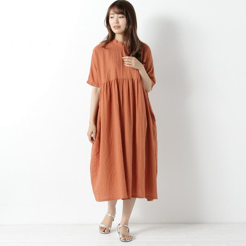 【３／２５（水）で販売終了】涼しくて楽ちん◎半袖ギャザーワンピース