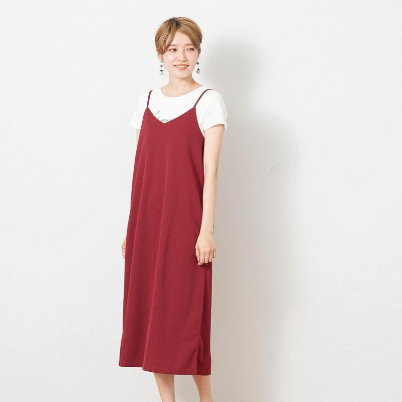 夏に嬉しいイージーケア◎カットジョーゼットキャミワンピース【Ｍ～３Ｌ】