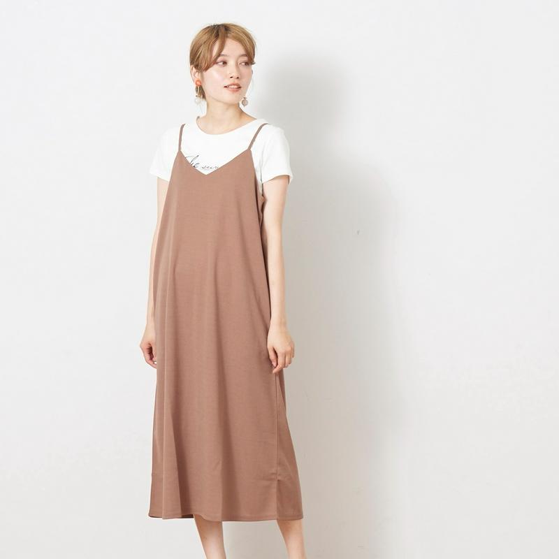 夏に嬉しいイージーケア◎カットジョーゼットキャミワンピース【Ｍ～３Ｌ】