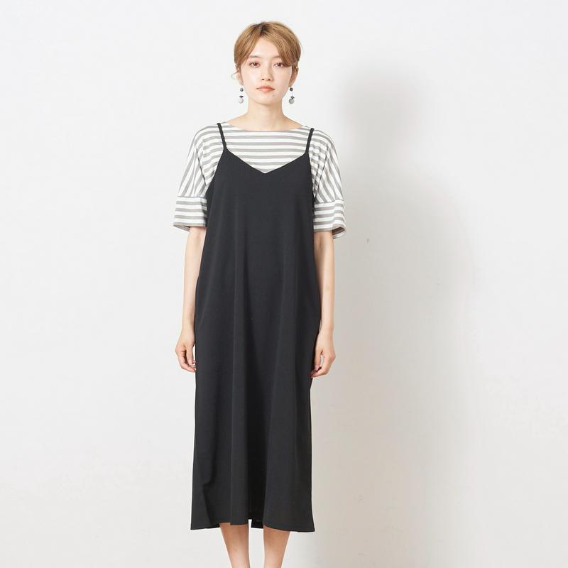 夏に嬉しいイージーケア◎カットジョーゼットキャミワンピース【Ｍ～３Ｌ】