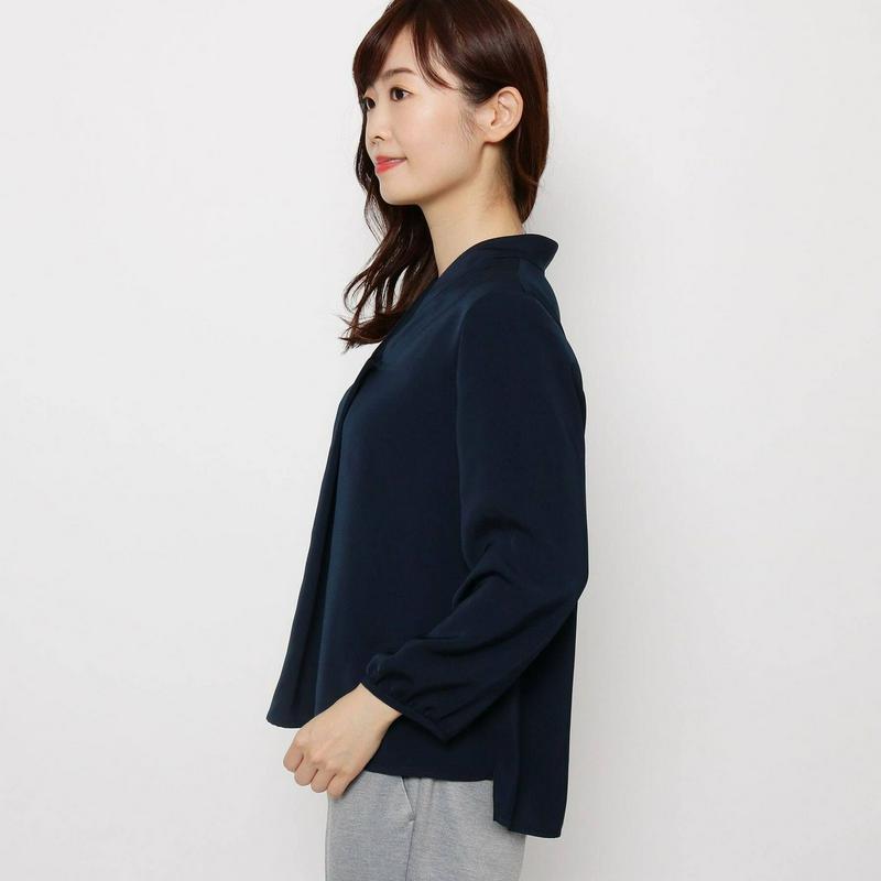 【入卒・ＷＥＢ限定サイズあり】スタンドカラー風Ｖネックブラウス