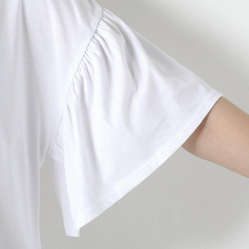 【接触冷感】フレア袖で二の腕カバー◎やわらか綿素材フレア袖Ｔシャツ