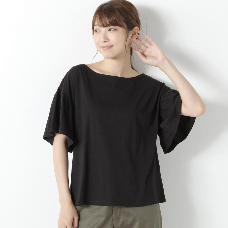 【接触冷感】フレア袖で二の腕カバー◎やわらか綿素材フレア袖Ｔシャツ