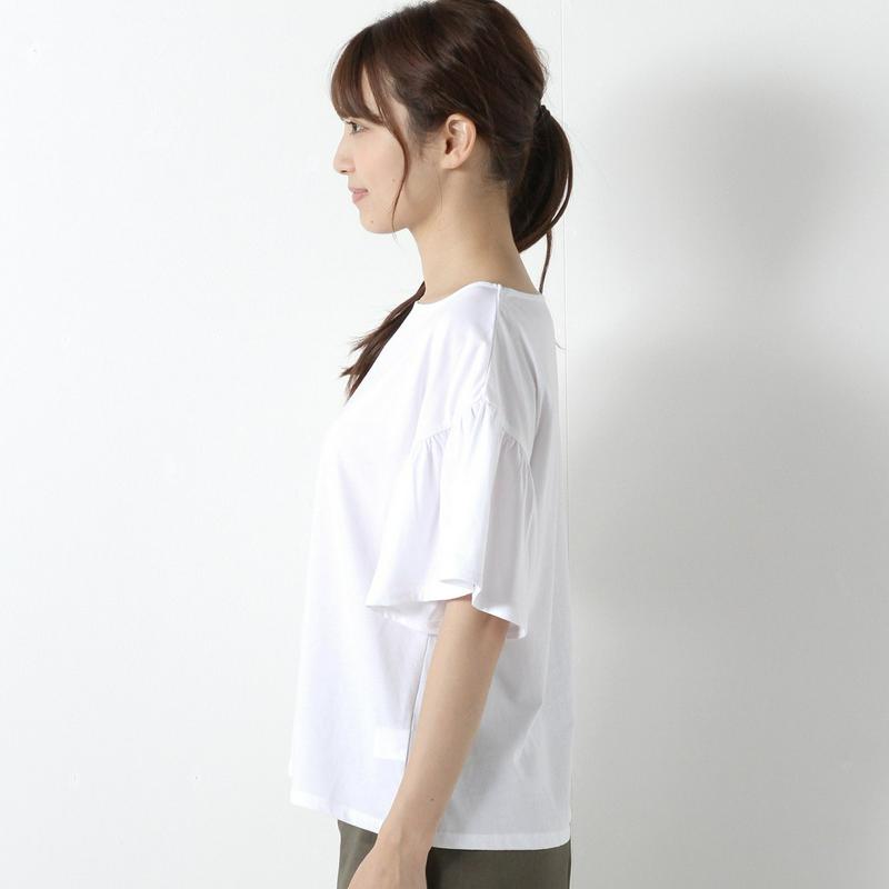 【接触冷感】フレア袖で二の腕カバー◎やわらか綿素材フレア袖Ｔシャツ