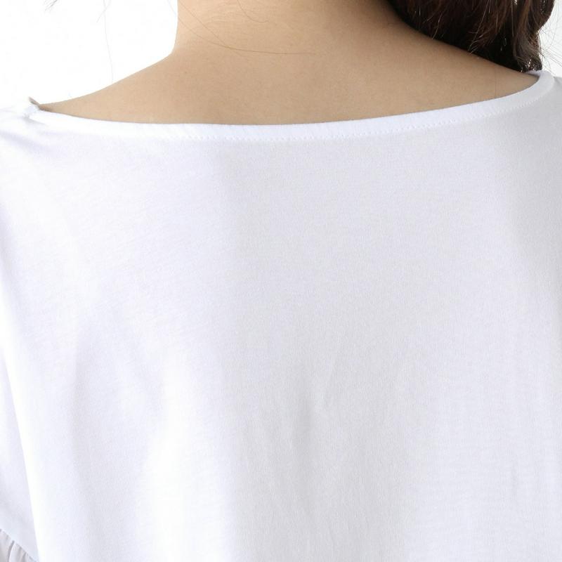 【接触冷感】フレア袖で二の腕カバー◎やわらか綿素材フレア袖Ｔシャツ