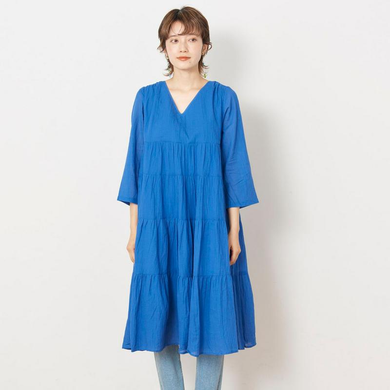【特別価格】さらさら綿素材ティアードワンピース